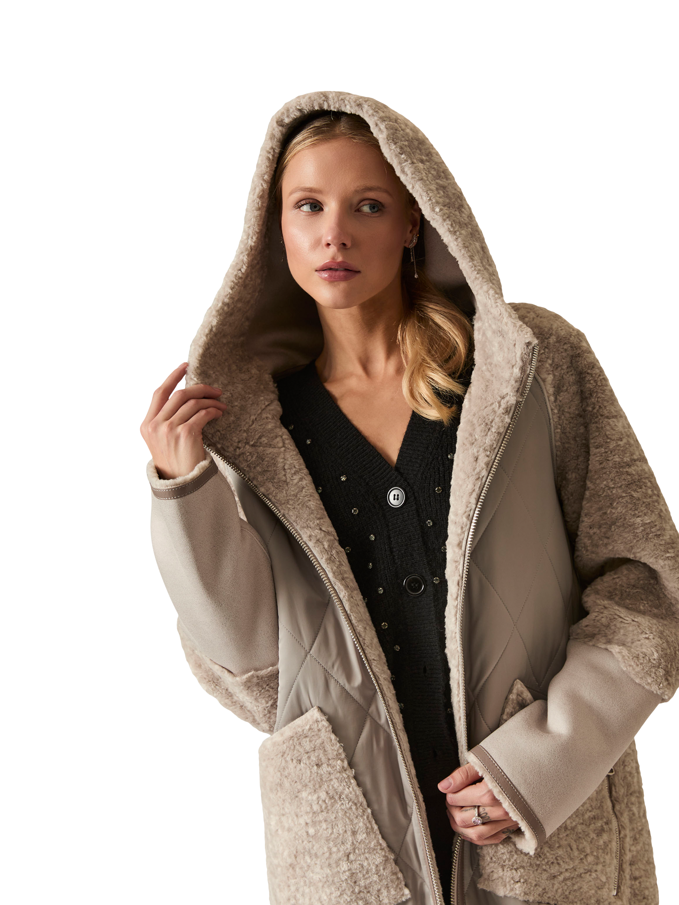 Product image 4 of 8, which shows James Lakeland Reversible Quilted Coat, Grey, 8