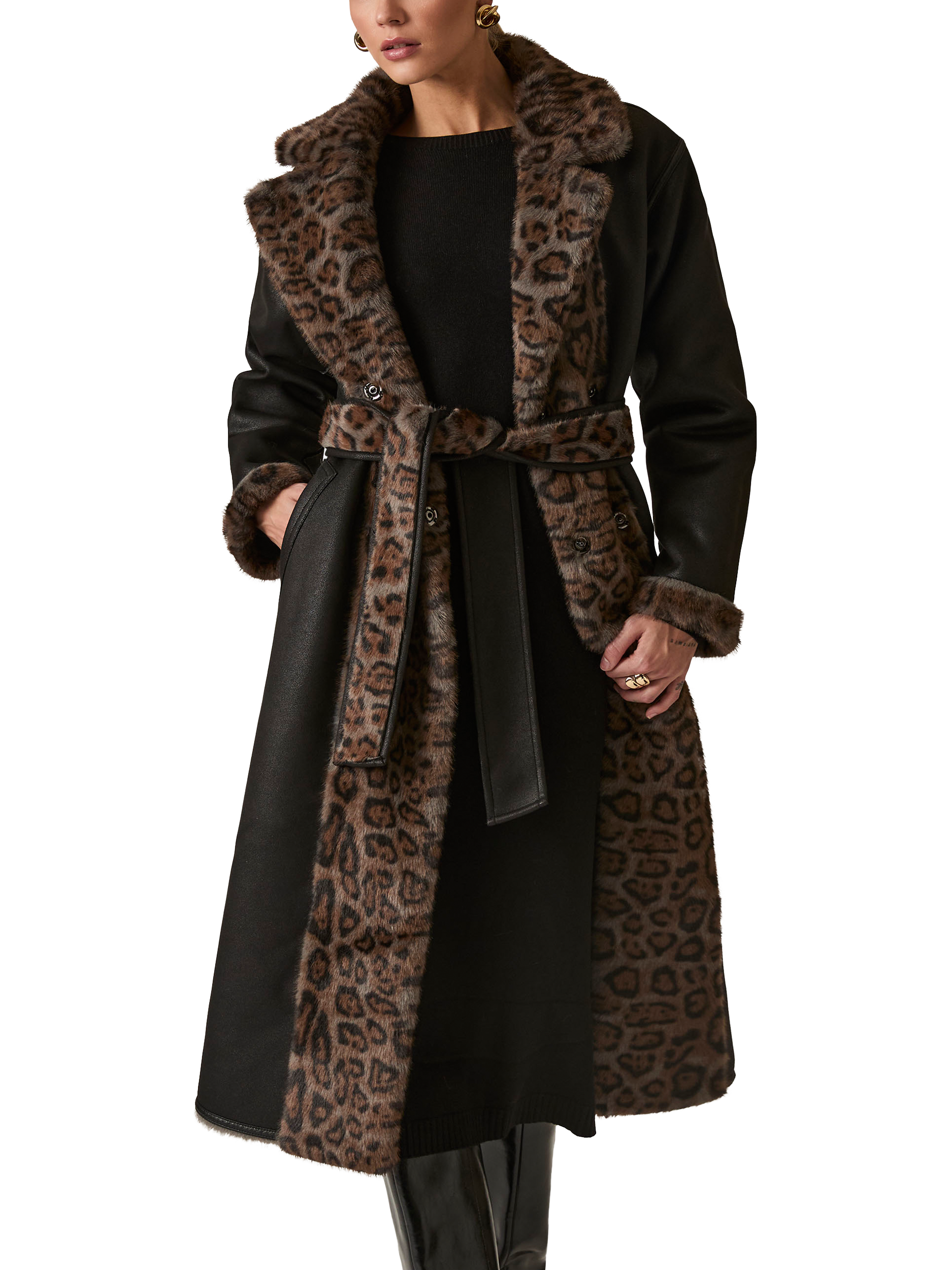 Product image 4 of 6, which shows James Lakeland Reversible Longline Coat, Brown, 8
