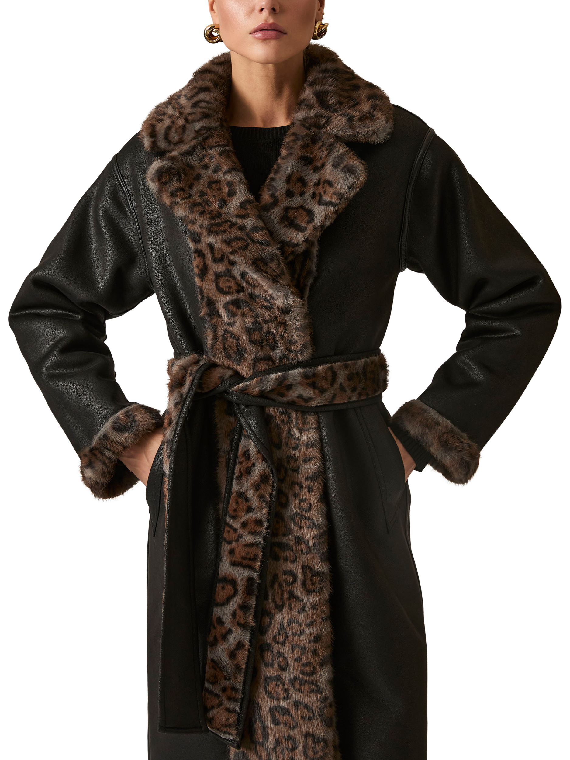 Product image 5 of 6, which shows James Lakeland Reversible Longline Coat, Brown, 8
