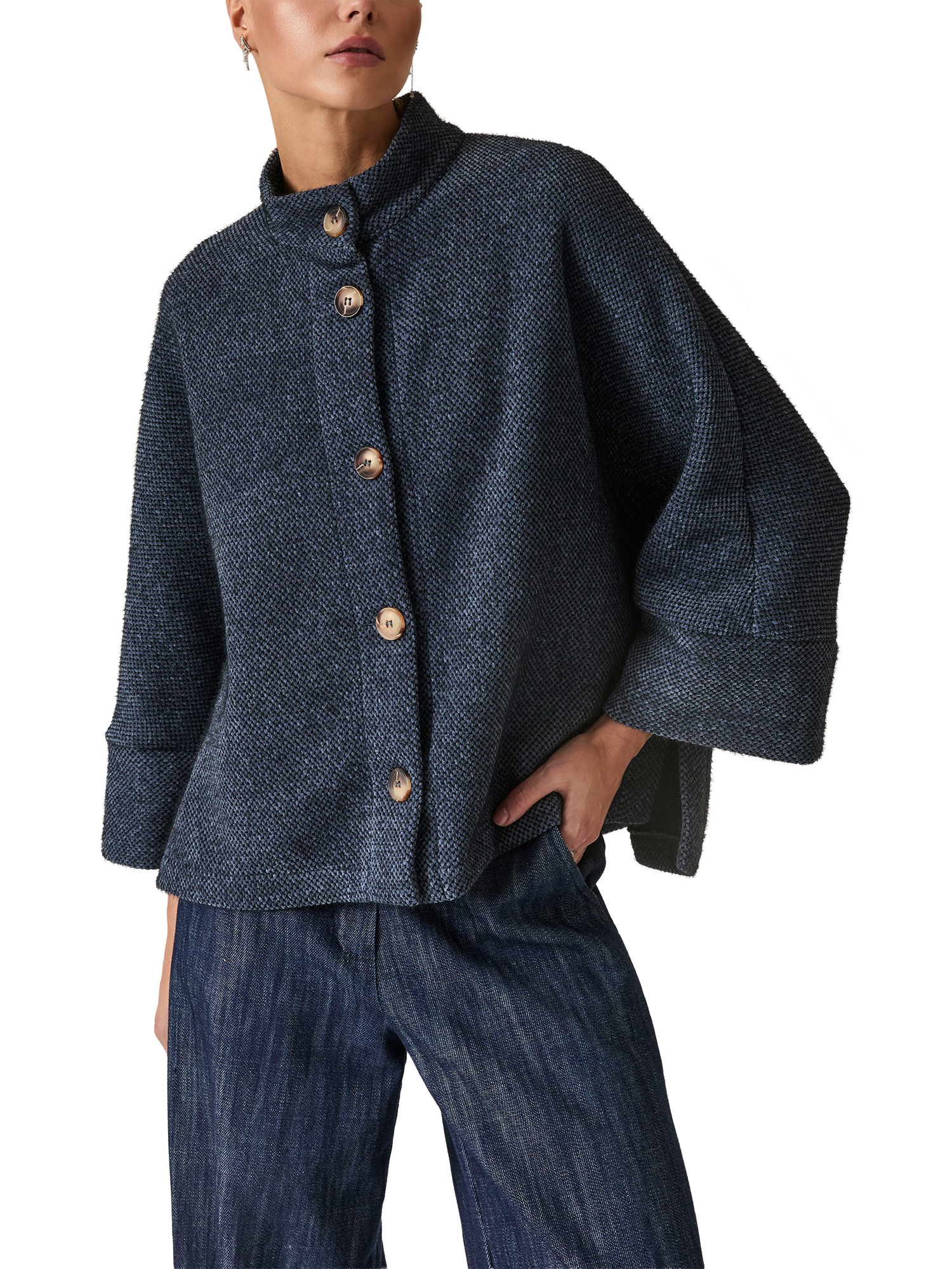 Product image 1 of 6, which shows James Lakeland Textured Batwing Jacket, Navy, 8