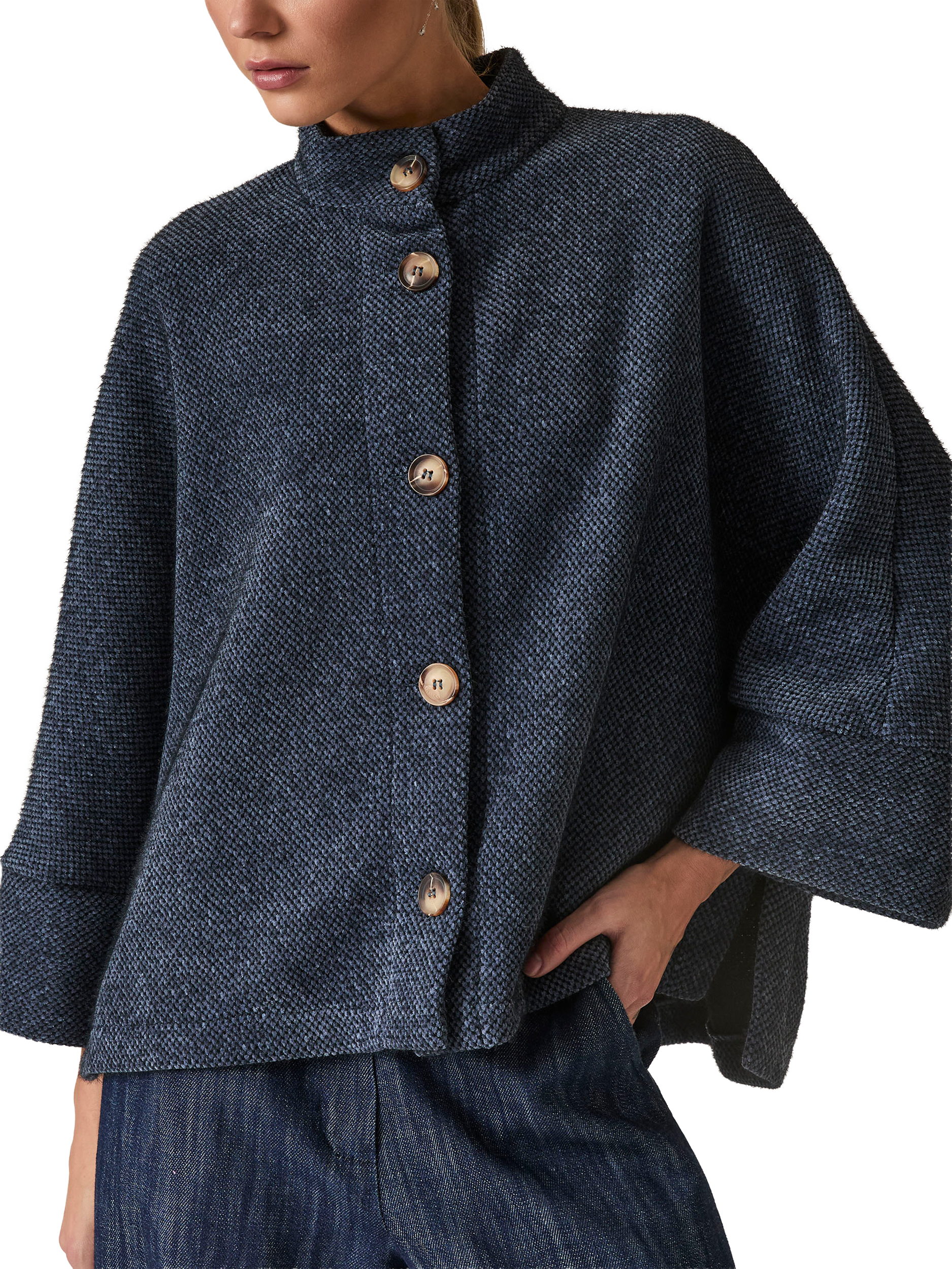 Product image 3 of 6, which shows James Lakeland Textured Batwing Jacket, Navy, 8