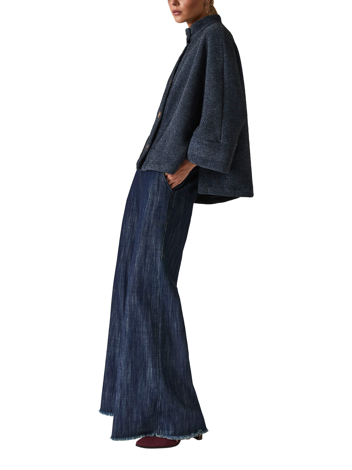 Product image 5 of 6, which shows James Lakeland Textured Batwing Jacket, Navy, 8