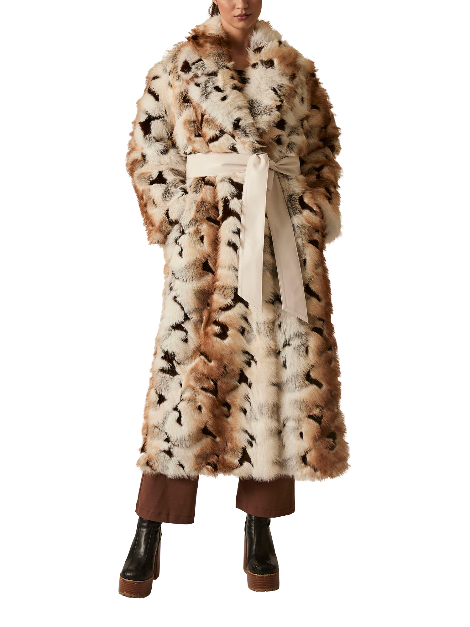 Product image 1 of 6, which shows James Lakeland Patchwork Faux Fur Coat, Multi, 8