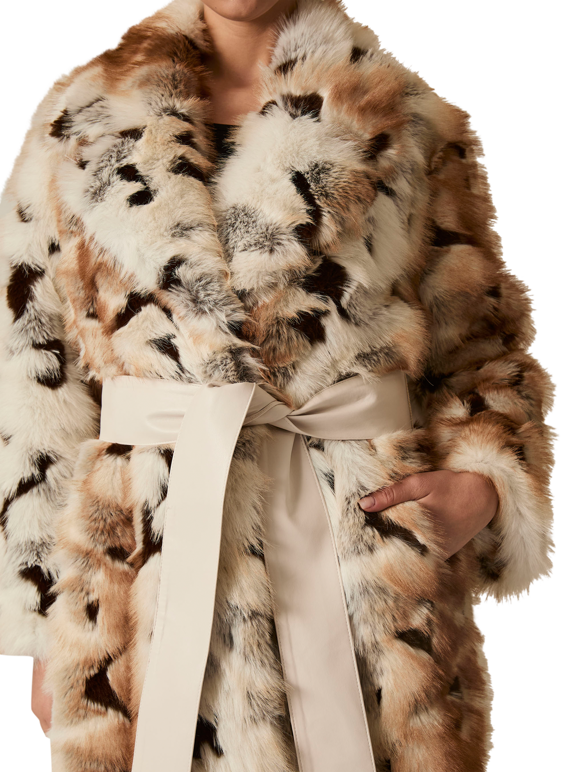 Product image 3 of 6, which shows James Lakeland Patchwork Faux Fur Coat, Multi, 8
