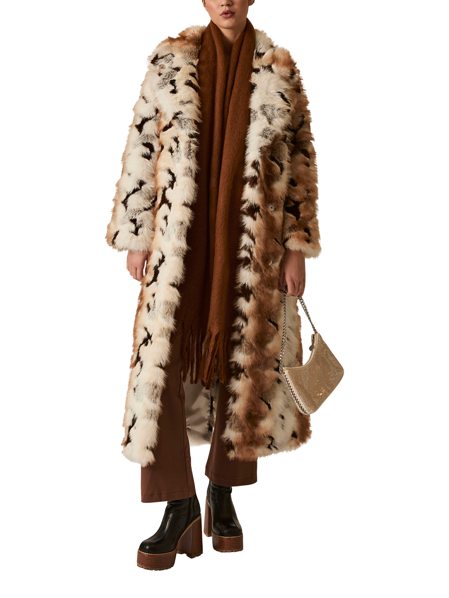 Product image 5 of 6, which shows James Lakeland Patchwork Faux Fur Coat, Multi, 8