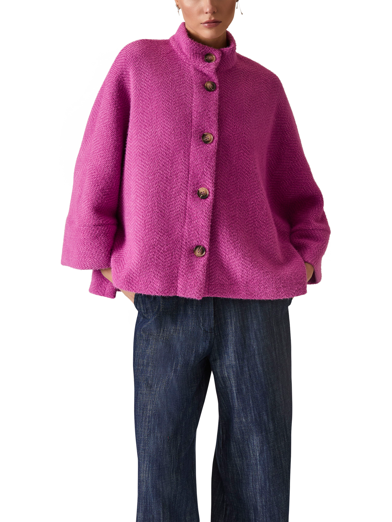 Product image 3 of 6, which shows James Lakeland Textured Batwing Jacket, Pink, 8