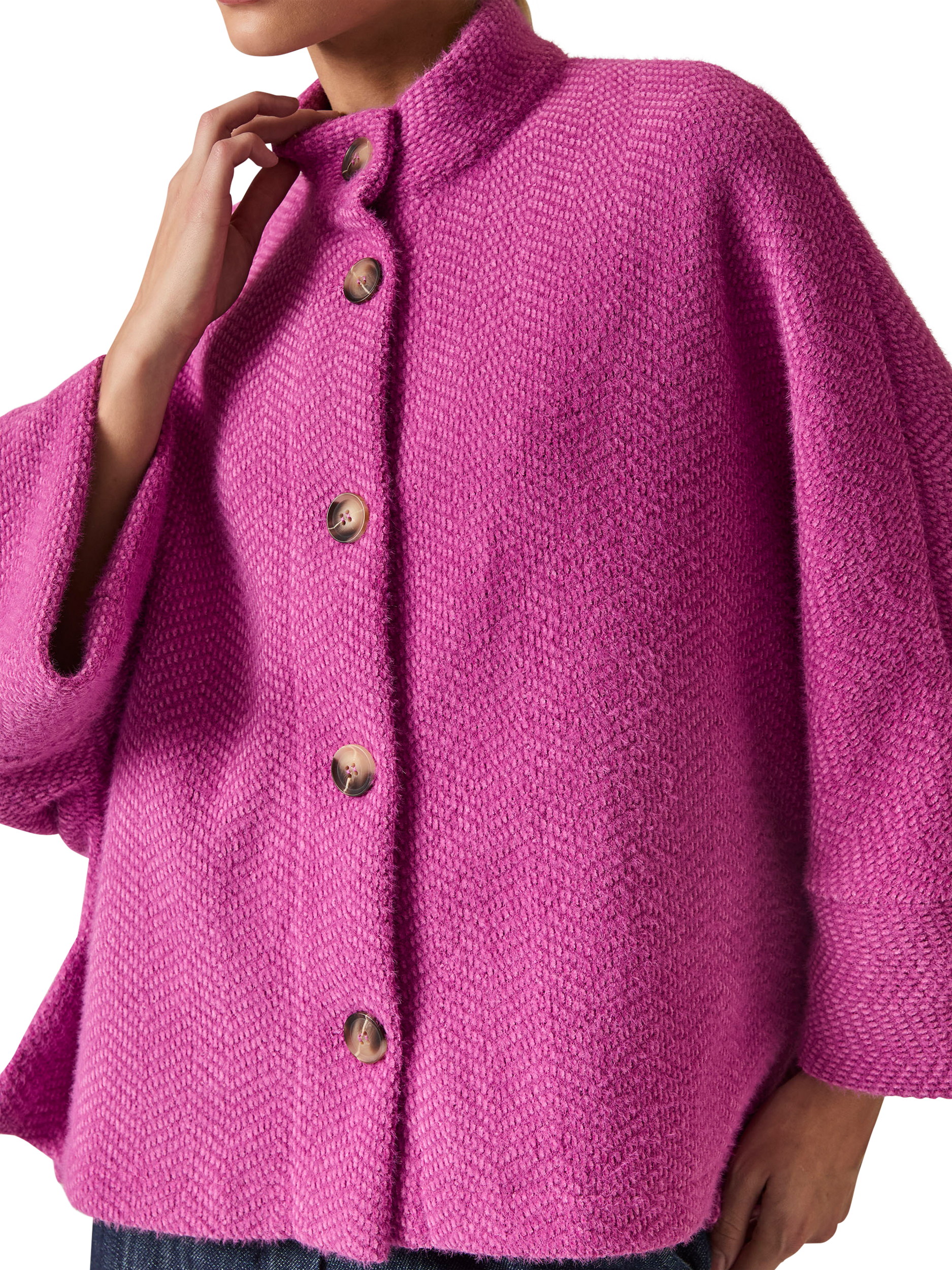 Product image 4 of 6, which shows James Lakeland Textured Batwing Jacket, Pink, 8