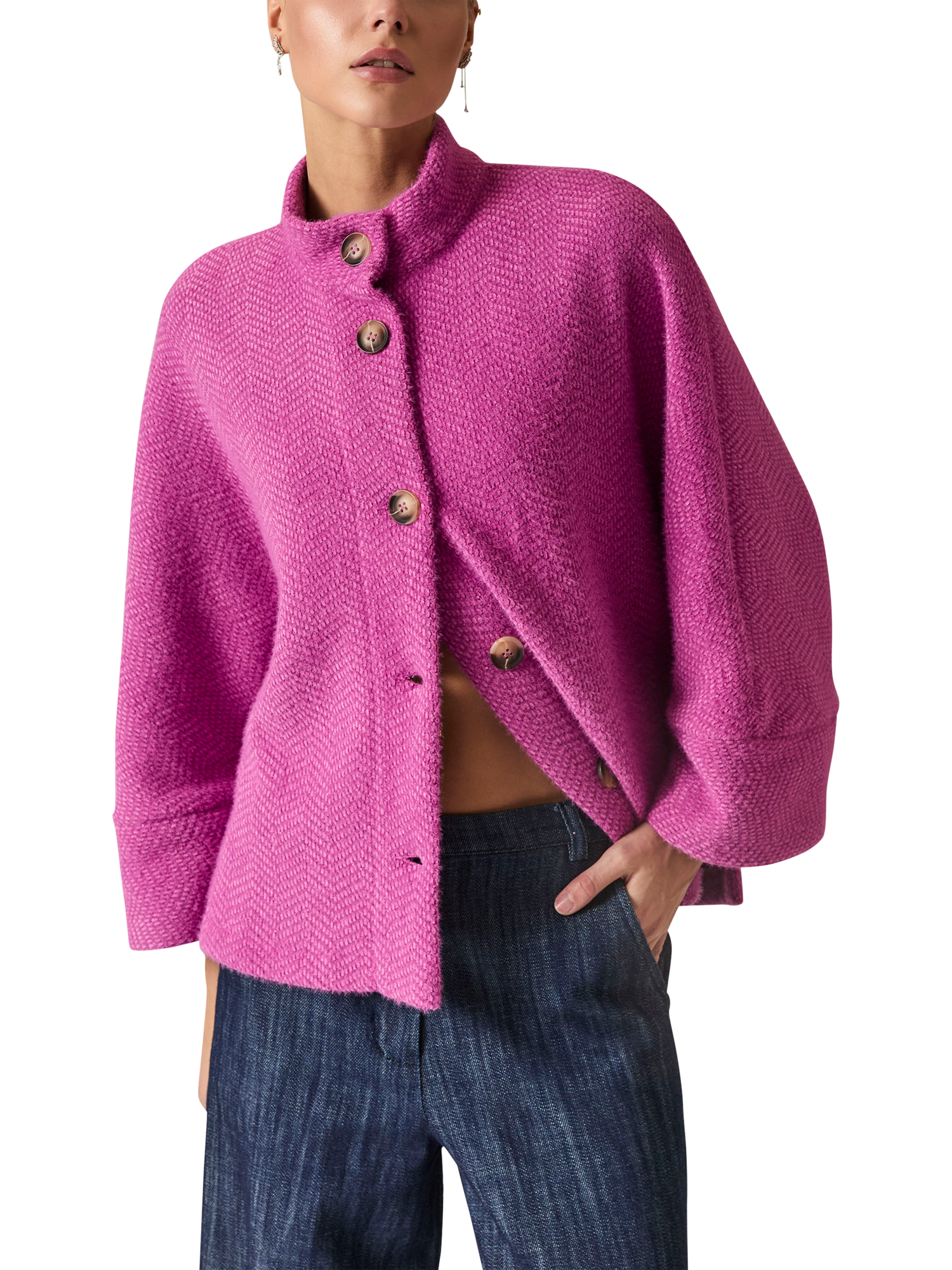 Product image 5 of 6, which shows James Lakeland Textured Batwing Jacket, Pink, 8