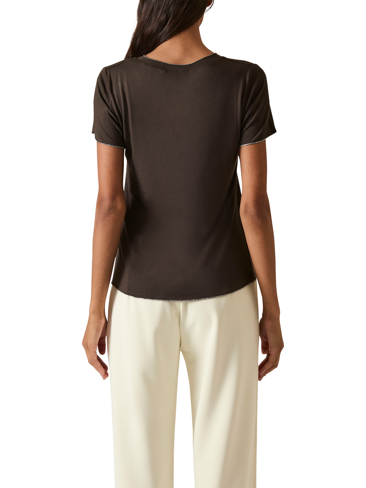 Product image 2 of 6, which shows James Lakeland V-Neck T-Shirt, Brown, 8