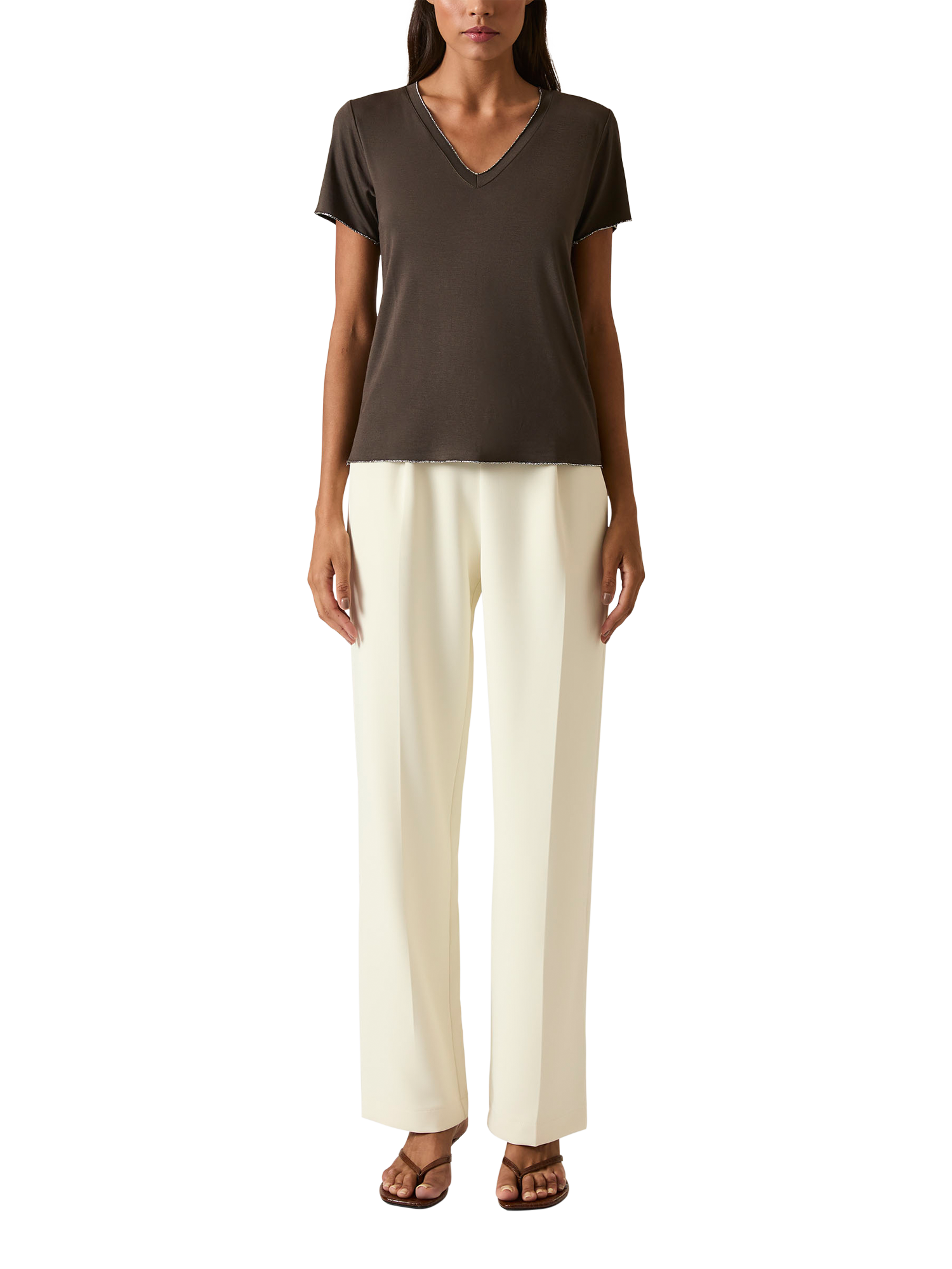 Product image 3 of 6, which shows James Lakeland V-Neck T-Shirt, Brown, 8