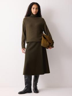 Jigsaw Boiled Wool Blend Skirt, Khaki, Khaki
