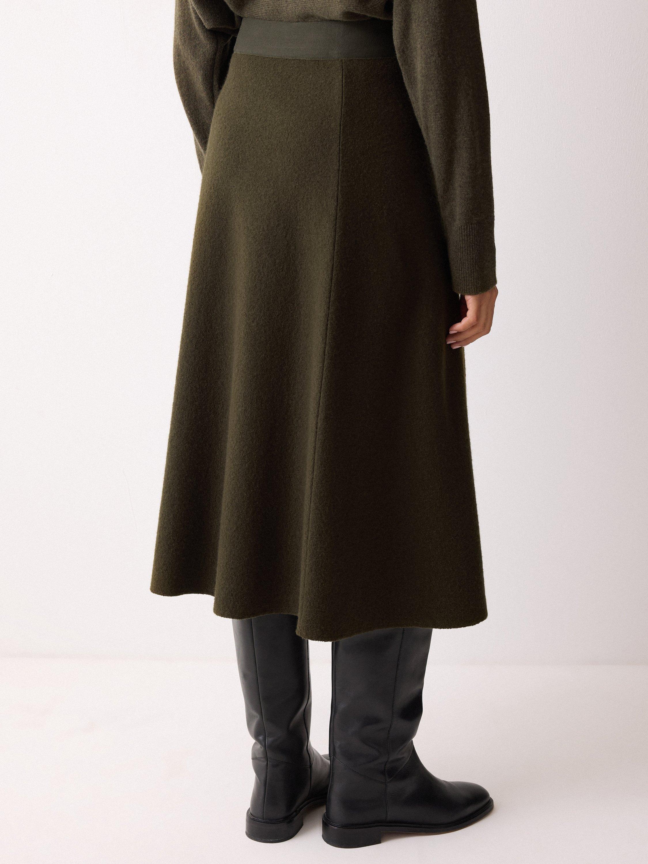 Product image 2 of 5, which shows Jigsaw Boiled Wool Blend Skirt, Khaki, M