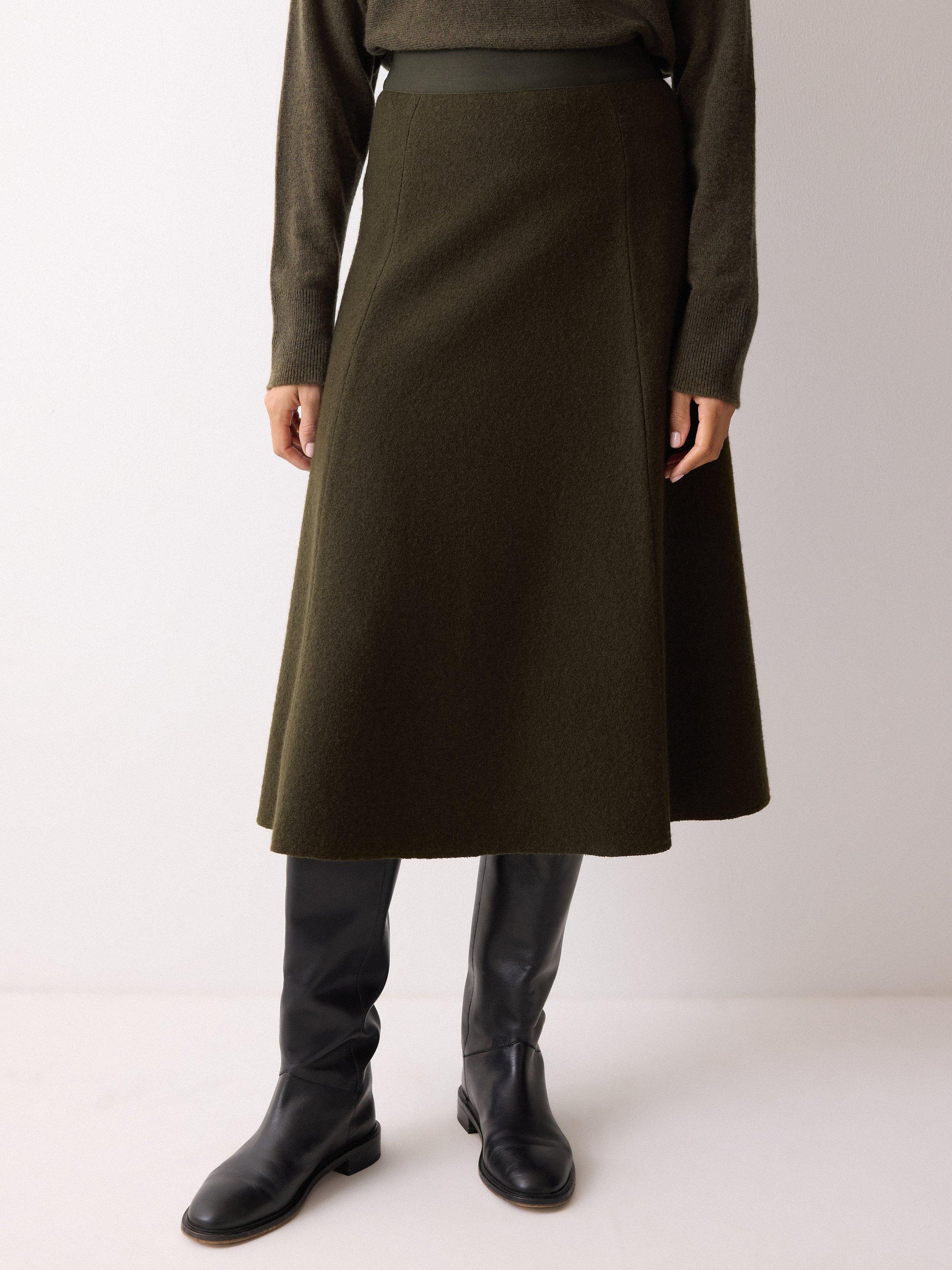 Product image 3 of 5, which shows Jigsaw Boiled Wool Blend Skirt, Khaki, M