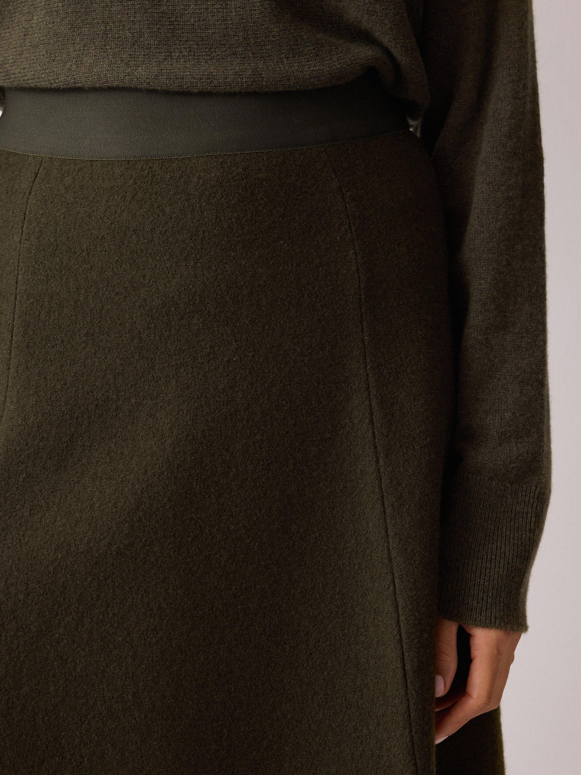 Product image 4 of 5, which shows Jigsaw Boiled Wool Blend Skirt, Khaki, M
