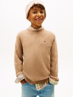 Tommy Hilfiger Kids' Wool Blend Jumper, Safari Canvas, Safari Canvas