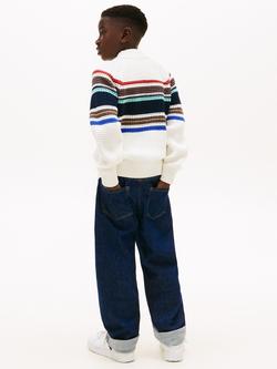 Tommy Hilfiger Kids' Cotton Blend Textured Jumper, Ivory Silk - view 2, Ivory Silk