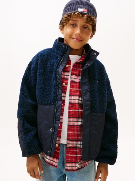 Tommy Hilfiger Kids' Relaxed Teddy Bomber Jacket, Dark Night Navy, Dark Night Navy