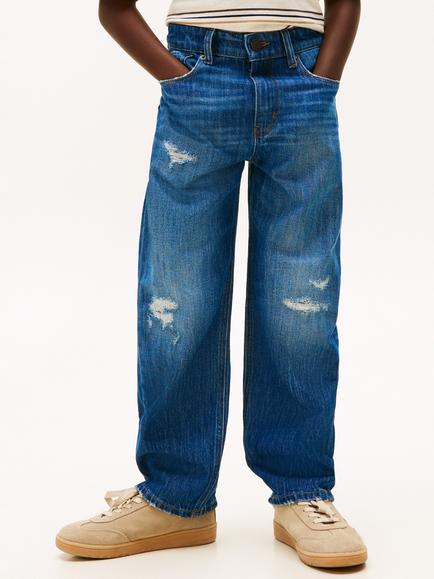 Tommy Hilfiger Kids' Baggy Destructed Jeans, Dark Blue, Dark Blue