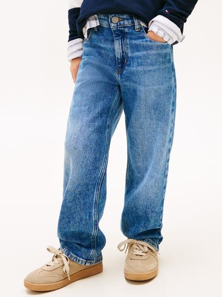Tommy Hilfiger Kids' Heritage Flag Baggy Jeans, Mid Blue, Mid Blue
