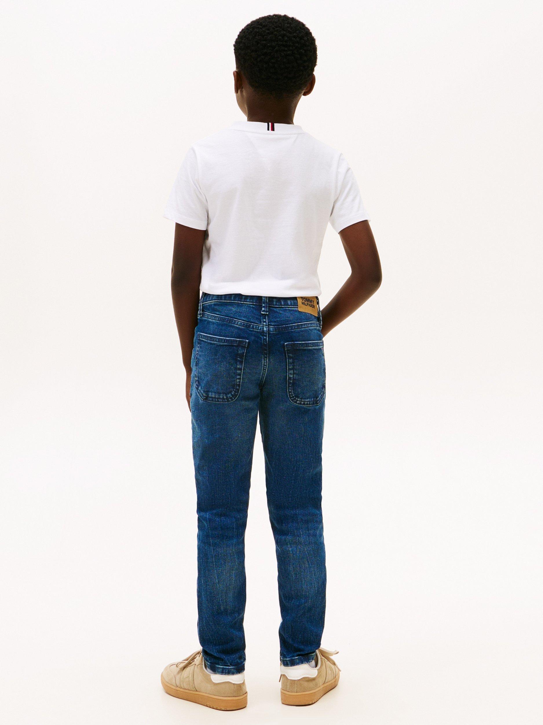 Product image 3 of 5, which shows Tommy Hilfiger Kids' Straight Denim Jeans, Blue, 3 years