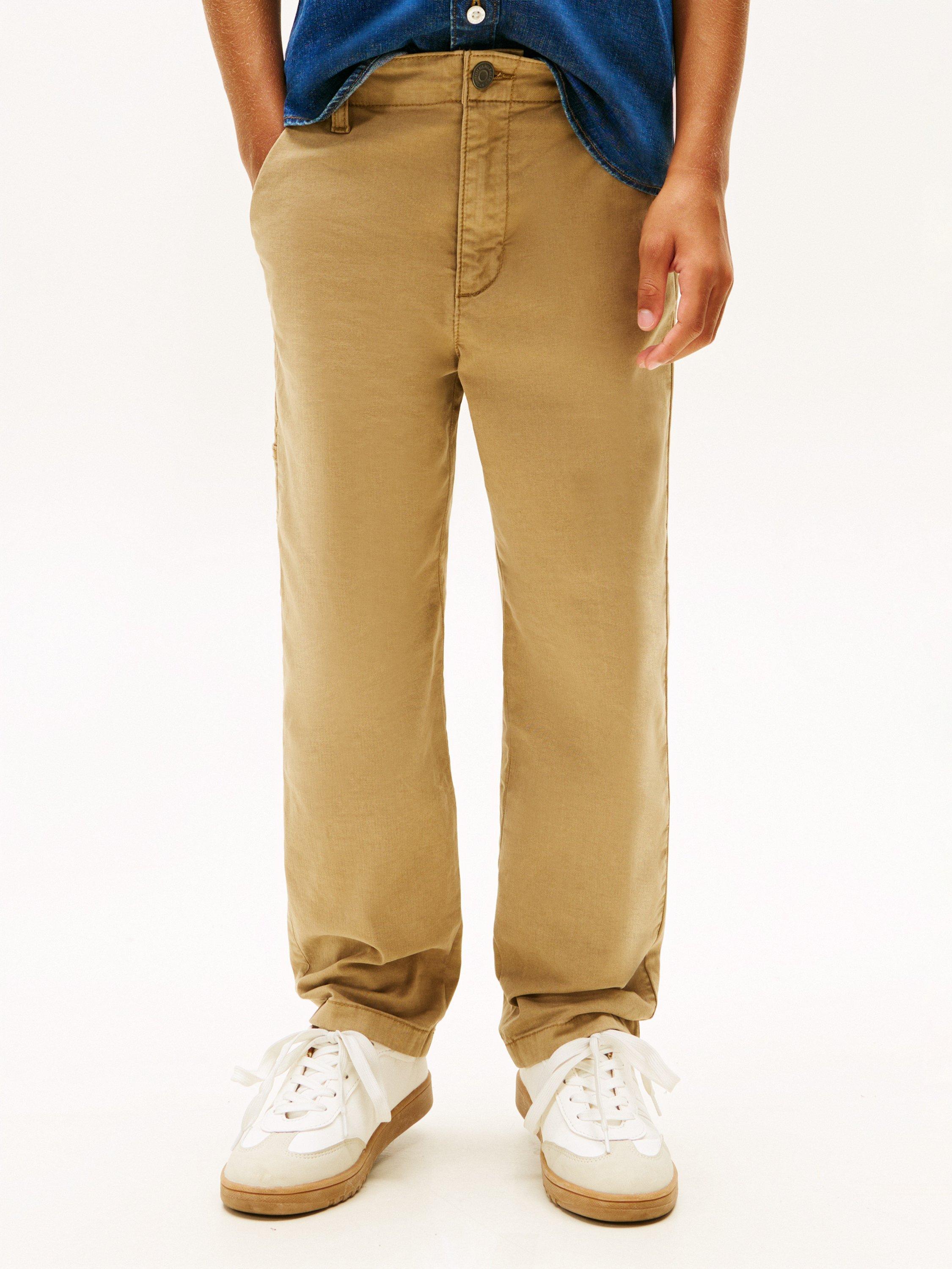 Product image 1 of 5, which shows Tommy Hilfiger Kids' Herringbone Weave Trousers, Dark Dune, 3 years