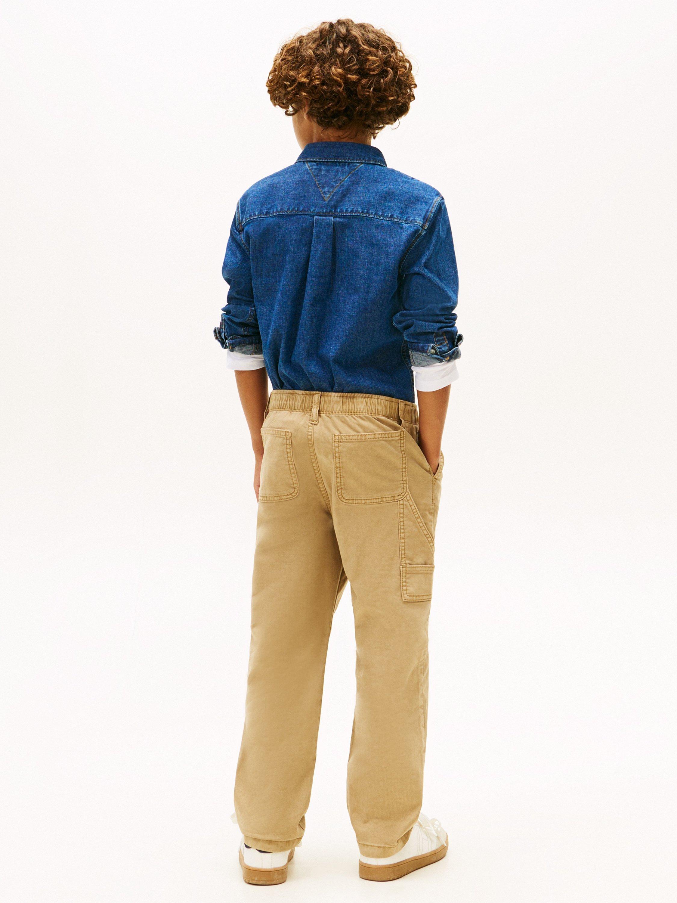 Product image 3 of 5, which shows Tommy Hilfiger Kids' Herringbone Weave Trousers, Dark Dune, 3 years