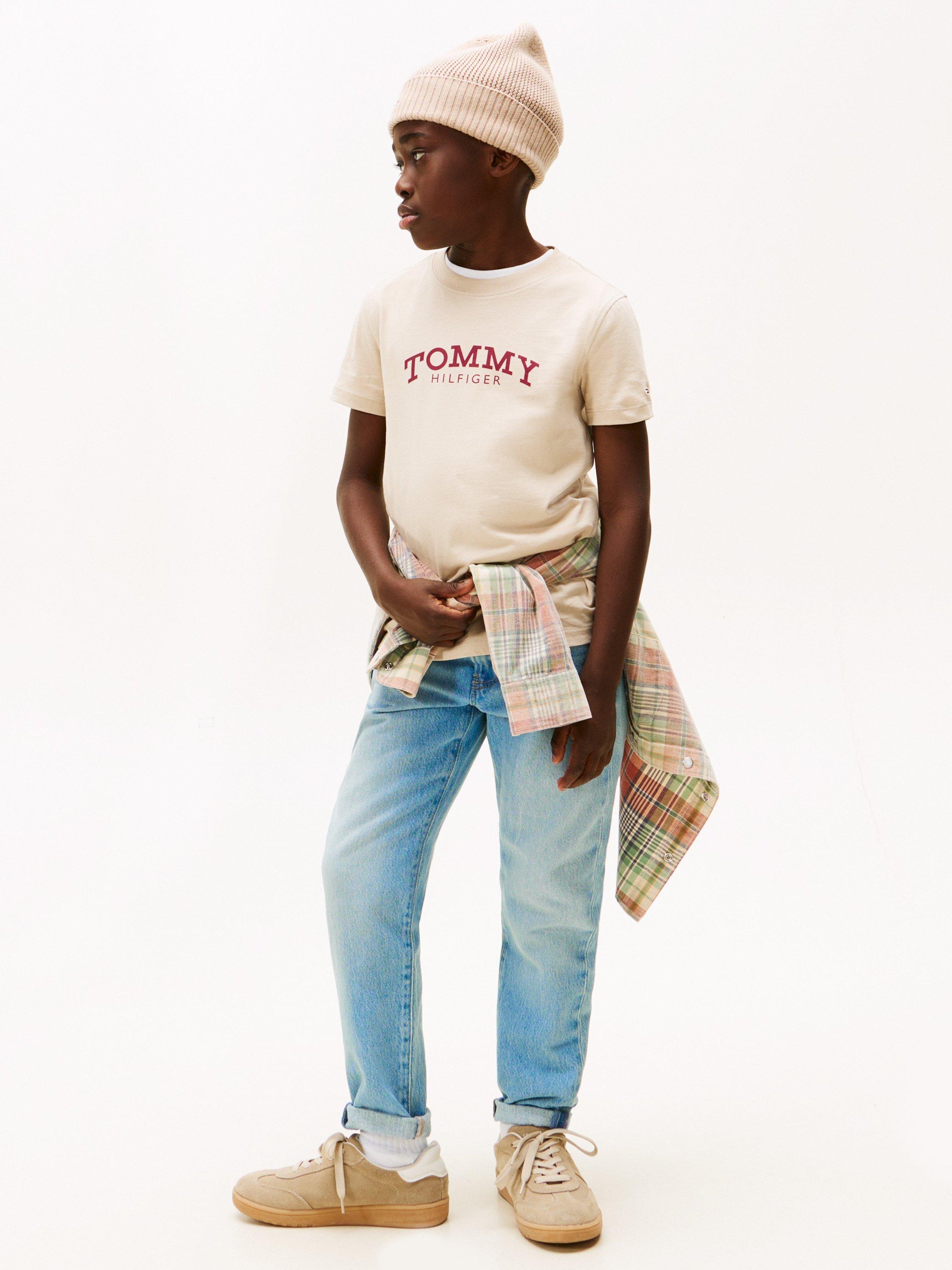 Product image 3 of 4, which shows Tommy Hilfiger Kids' Logo T-Shirt, Gulf Sand, 3 years