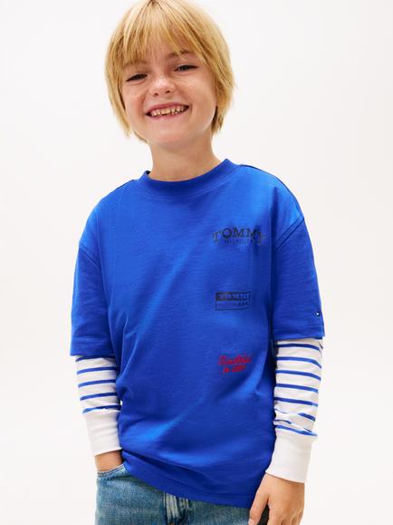 Tommy Hilfiger Kids' Pure Cotton Short Sleeved T-Shirt, Majesty Blue, Majesty Blue