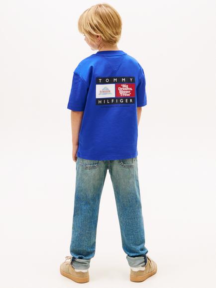Tommy Hilfiger Kids' Pure Cotton Short Sleeved T-Shirt, Majesty Blue - view 2, Majesty Blue