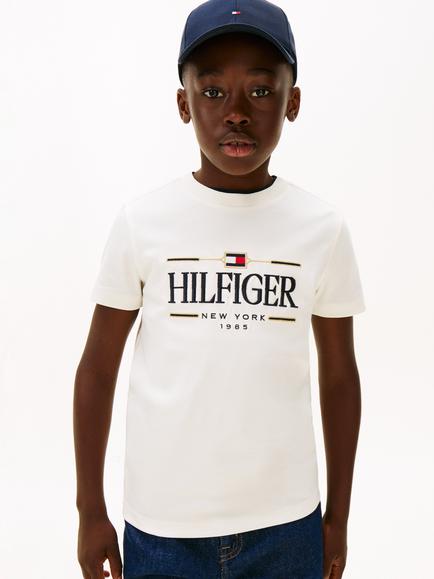 Tommy Hilfiger Kids' Pure Cotton Short Sleeved T-Shirt, Ancient White, Ancient White