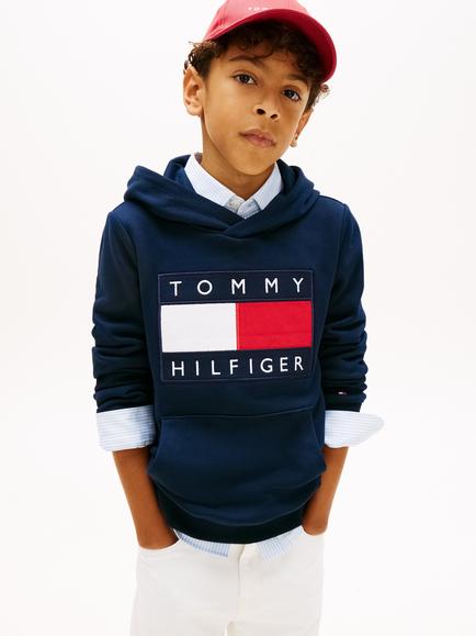 Tommy Hilfiger Kids' Heritage Flag Hoodie, Dark Night Navy, Dark Night Navy