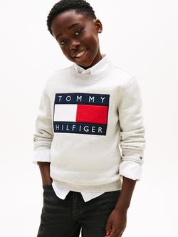Tommy Hilfiger Kids' Heritage Flag Sweatshirt, Light Grey Heather, Light Grey Heather