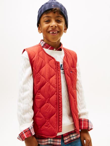 Tommy Hilfiger Kids' Quilted Gilet, Terracotta Red, Terracotta Red
