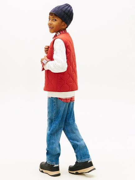 Tommy Hilfiger Kids' Quilted Gilet, Terracotta Red - view 2, Terracotta Red