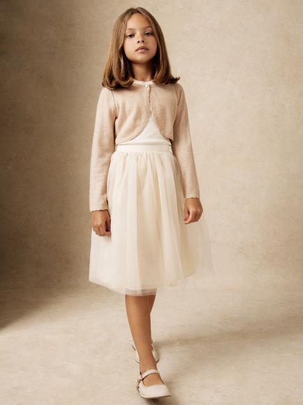 Reiss Kids' Abi Cropped Cardigan, Gold, Gold