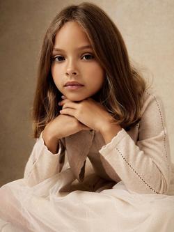 Reiss Kids' Abi Cropped Cardigan, Gold - view 2, Gold