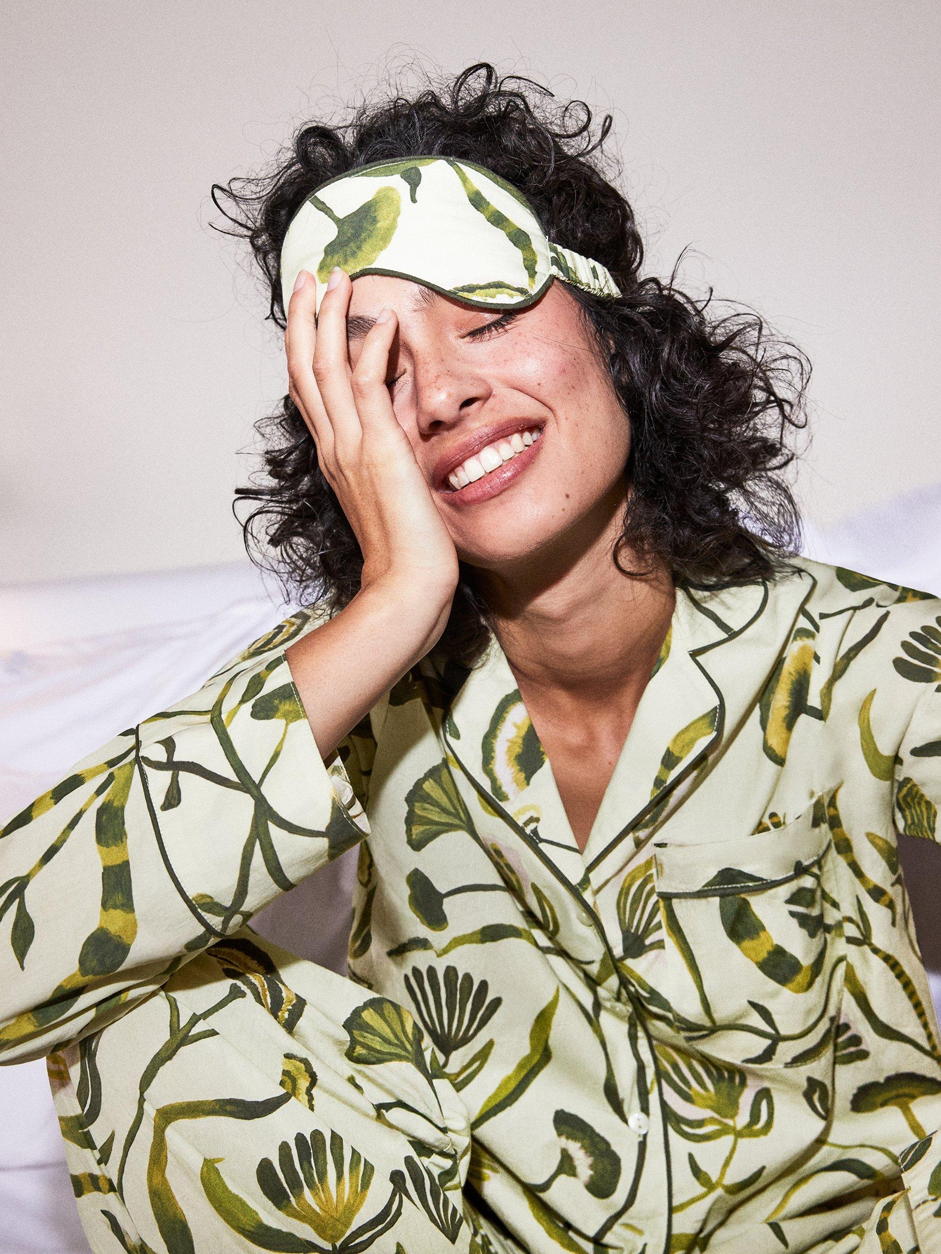 Product image 3 of 6, which shows Ro&Zo Floral Pyjama Set, Green/Multi, XS