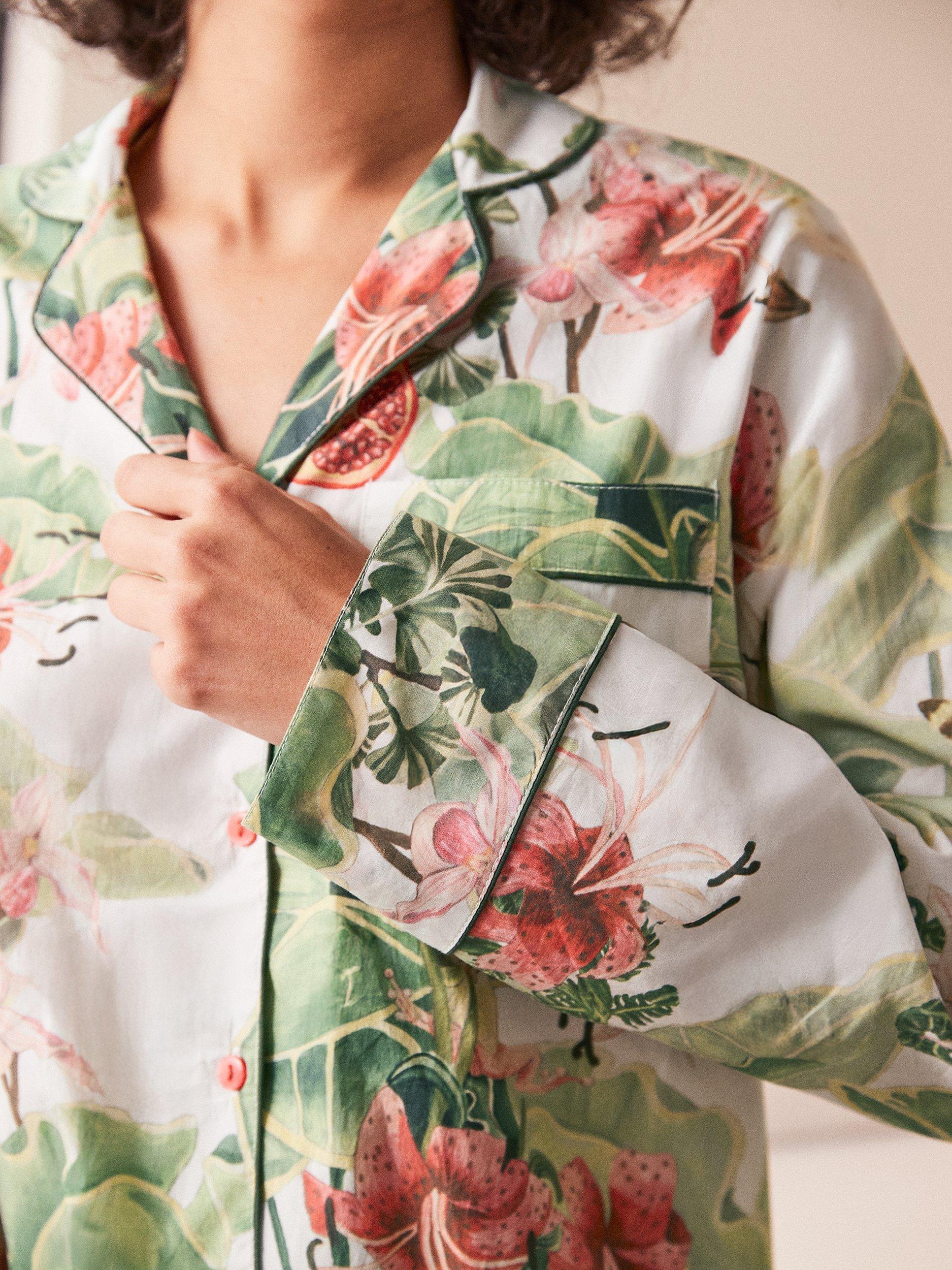 Product image 3 of 5, which shows Ro&Zo Floral Pyjama Set, Green/Multi, XS