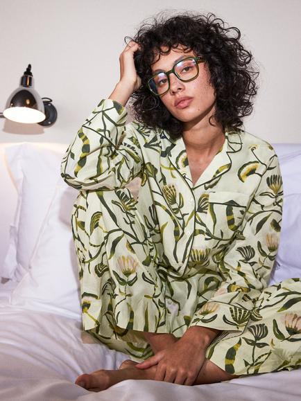 Ro&Zo Petite Floral Pyjama Set, Green