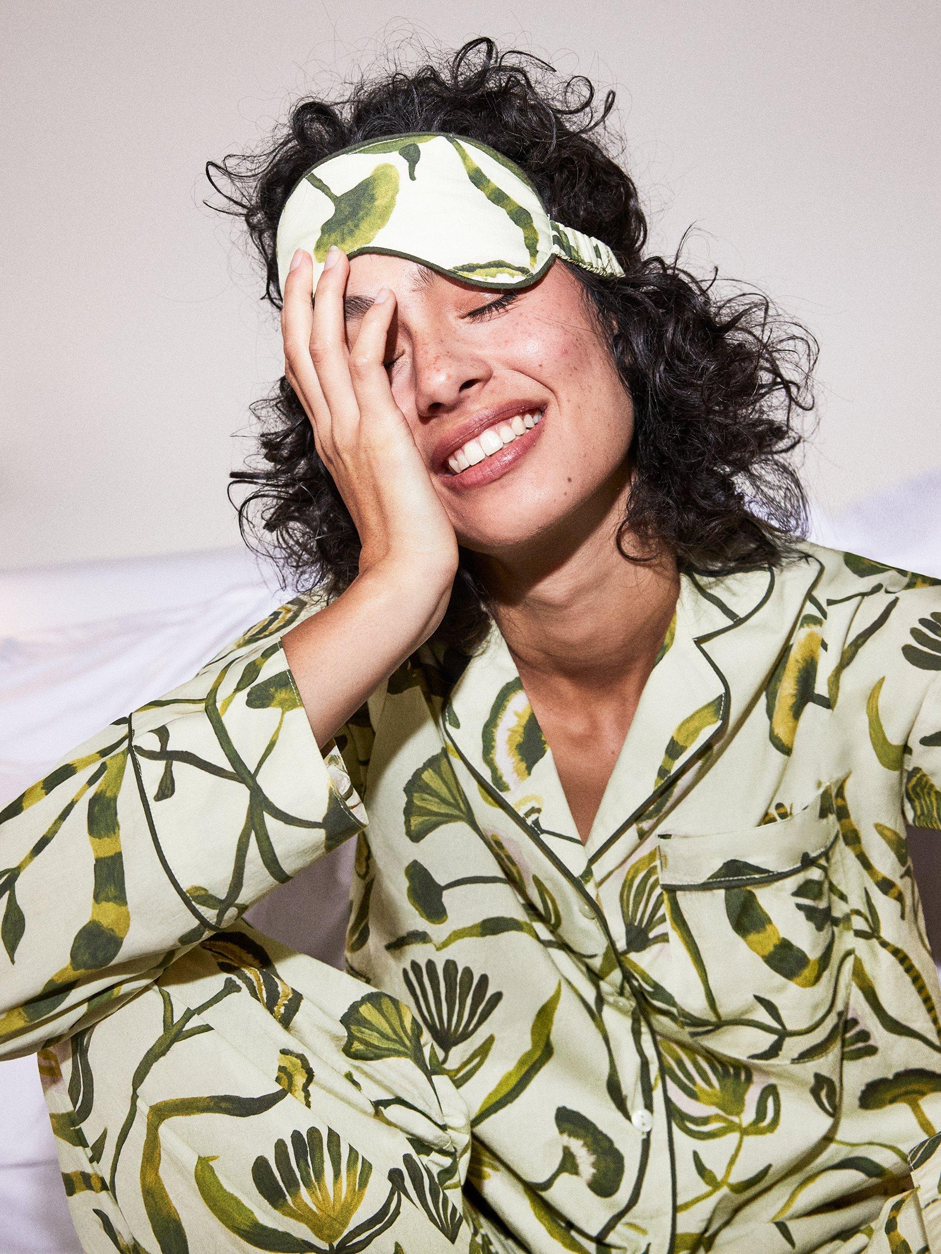 Product image 3 of 6, which shows Ro&Zo Petite Floral Pyjama Set, Green, XS Petite