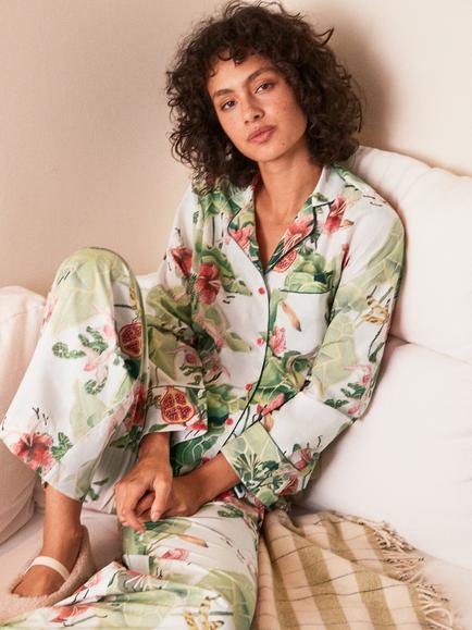 Ro&Zo Petite Floral Pyjama Set, Green