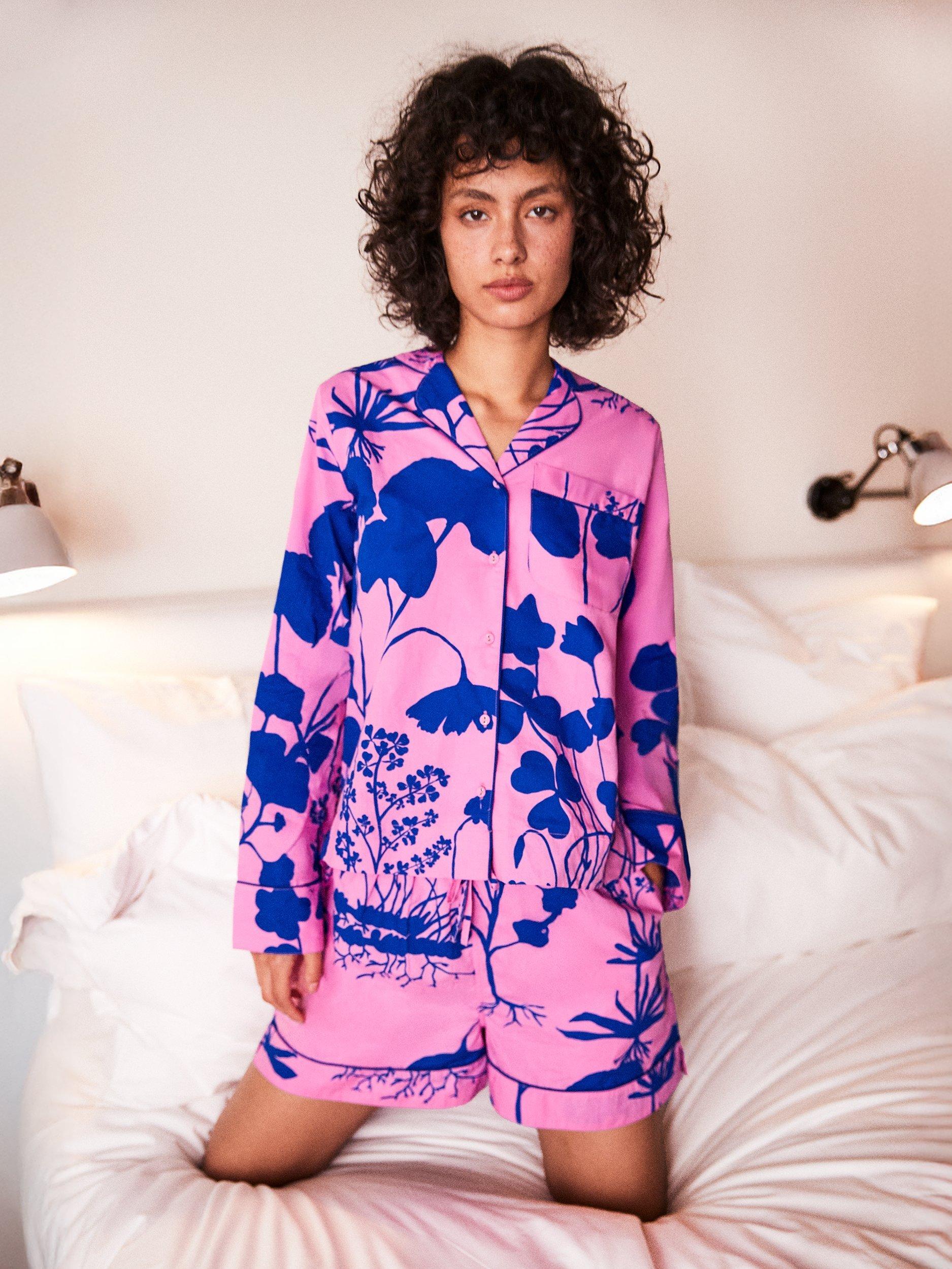 Product image 1 of 6, which shows Ro&Zo Abstract Floral Pyjama Set, Pink, XS