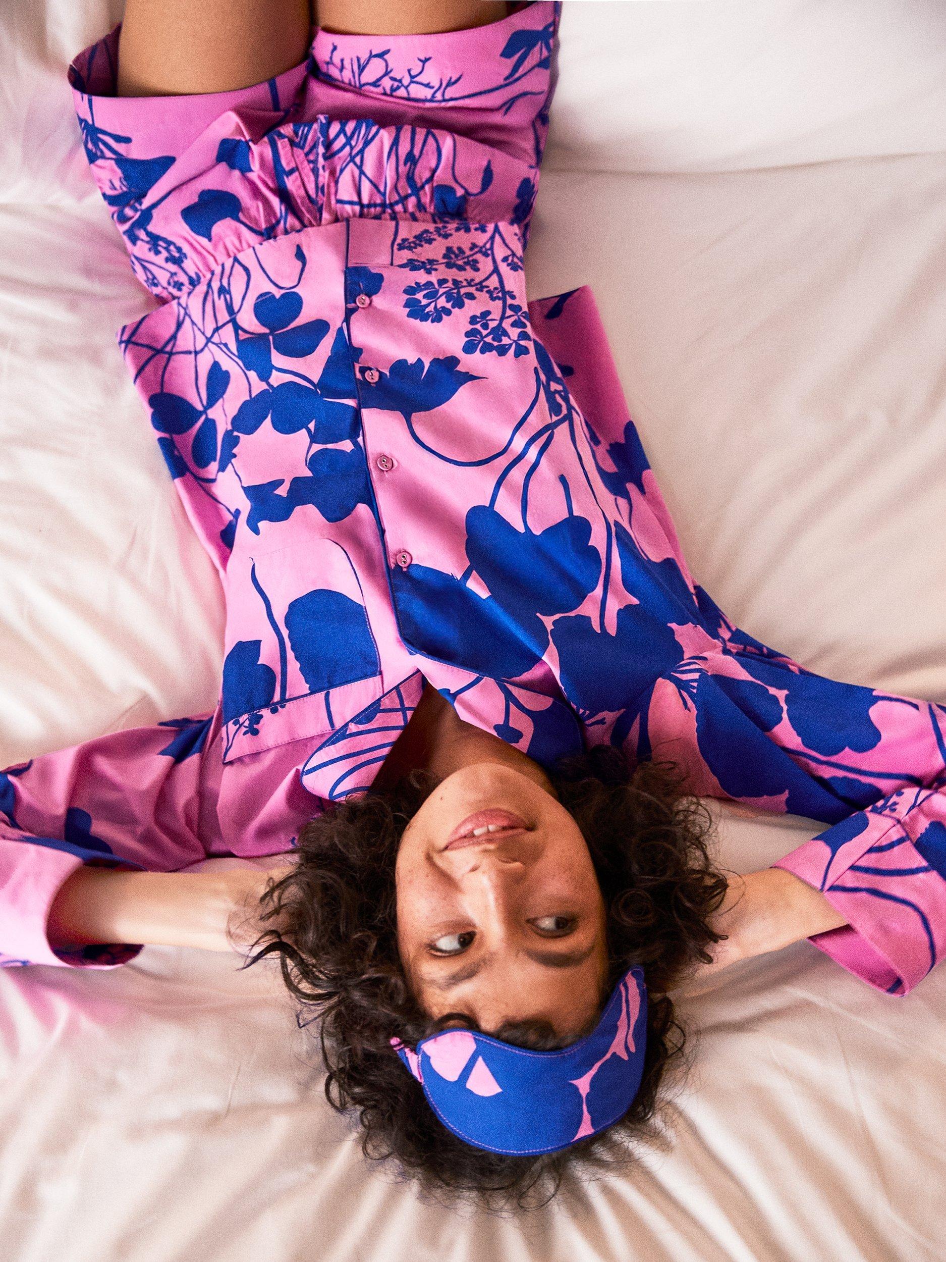 Product image 5 of 6, which shows Ro&Zo Abstract Floral Pyjama Set, Pink, XS