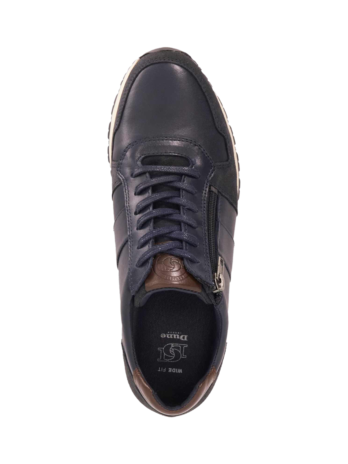 Dune London Thame Wide Fit Leather Zip-Up Trainers