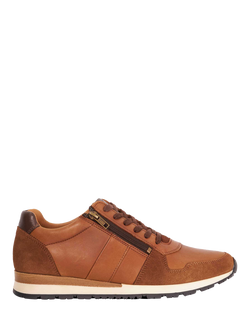 Dune London Thame Wide Fit Leather Zip-Up Trainers, Tan
