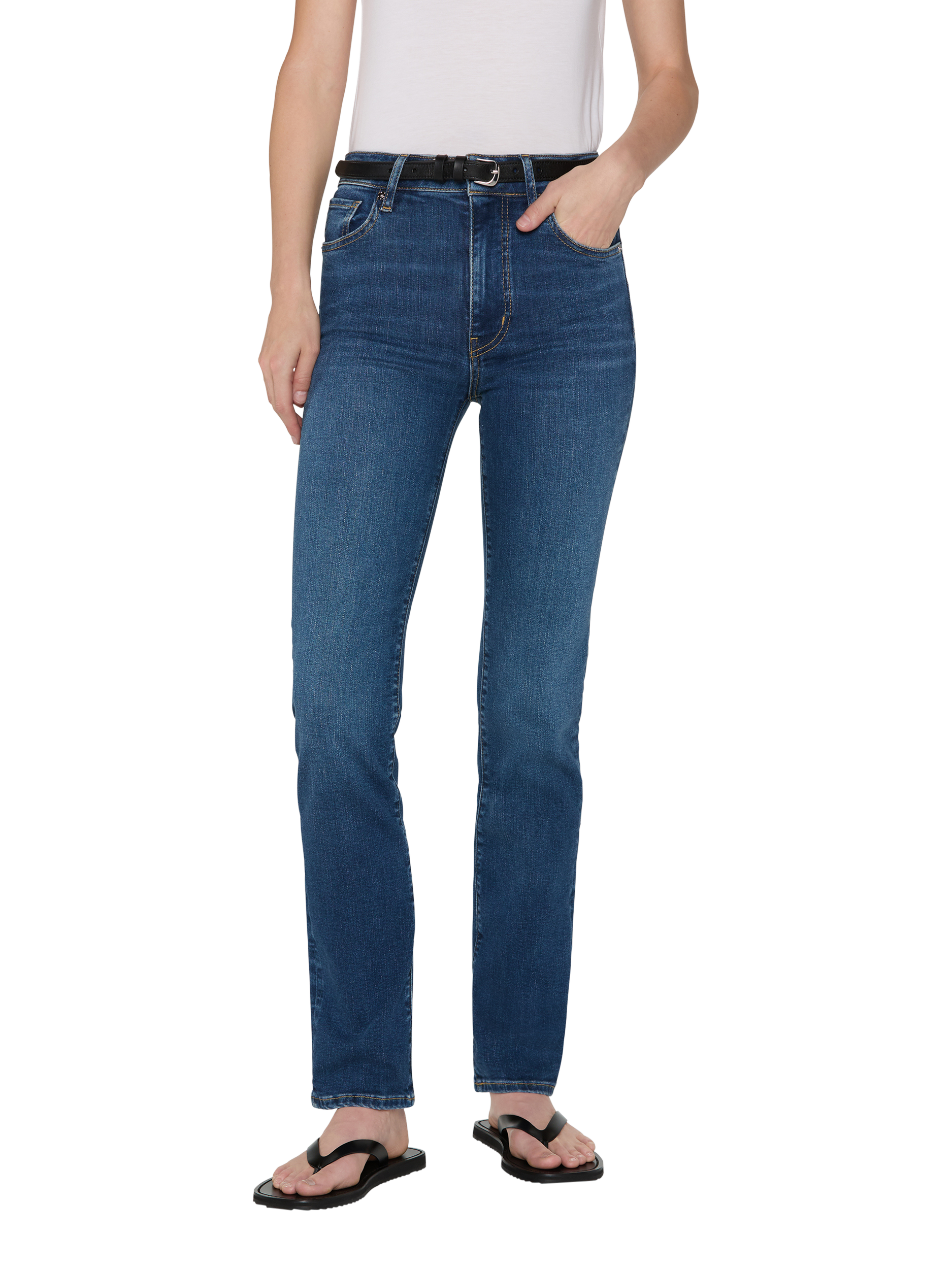 Product image 1 of 4, which shows FRAME Pencil Cropped Jeans, Femma, 24