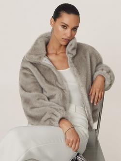 Reiss Andee Fleece Jacket, Grey, Grey