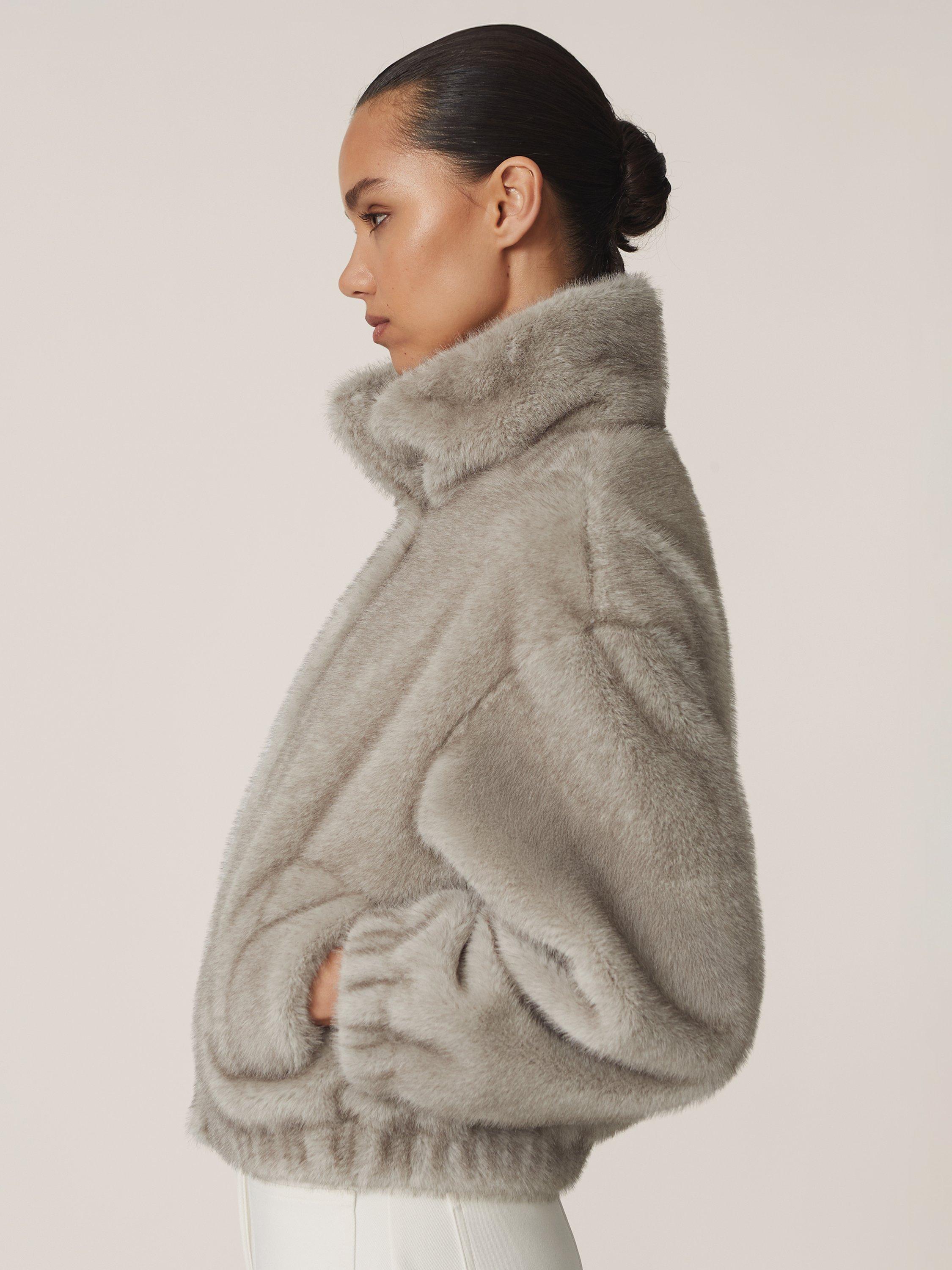 Product image 4 of 5, which shows Reiss Andee Fleece Jacket, Grey, S