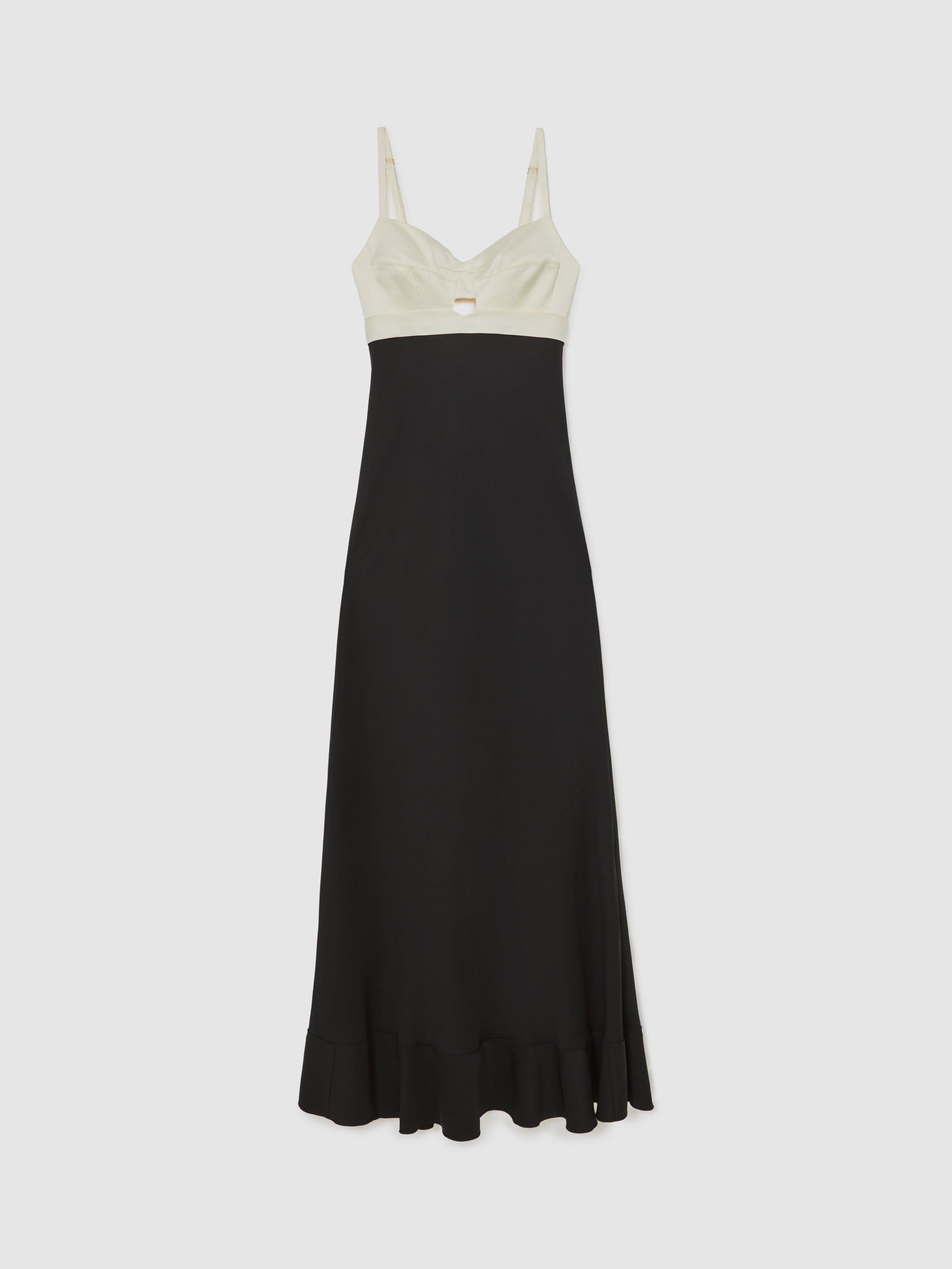 Product image 3 of 5, which shows Reiss Sylvie Colour Block Maxi Dress, Black, 6