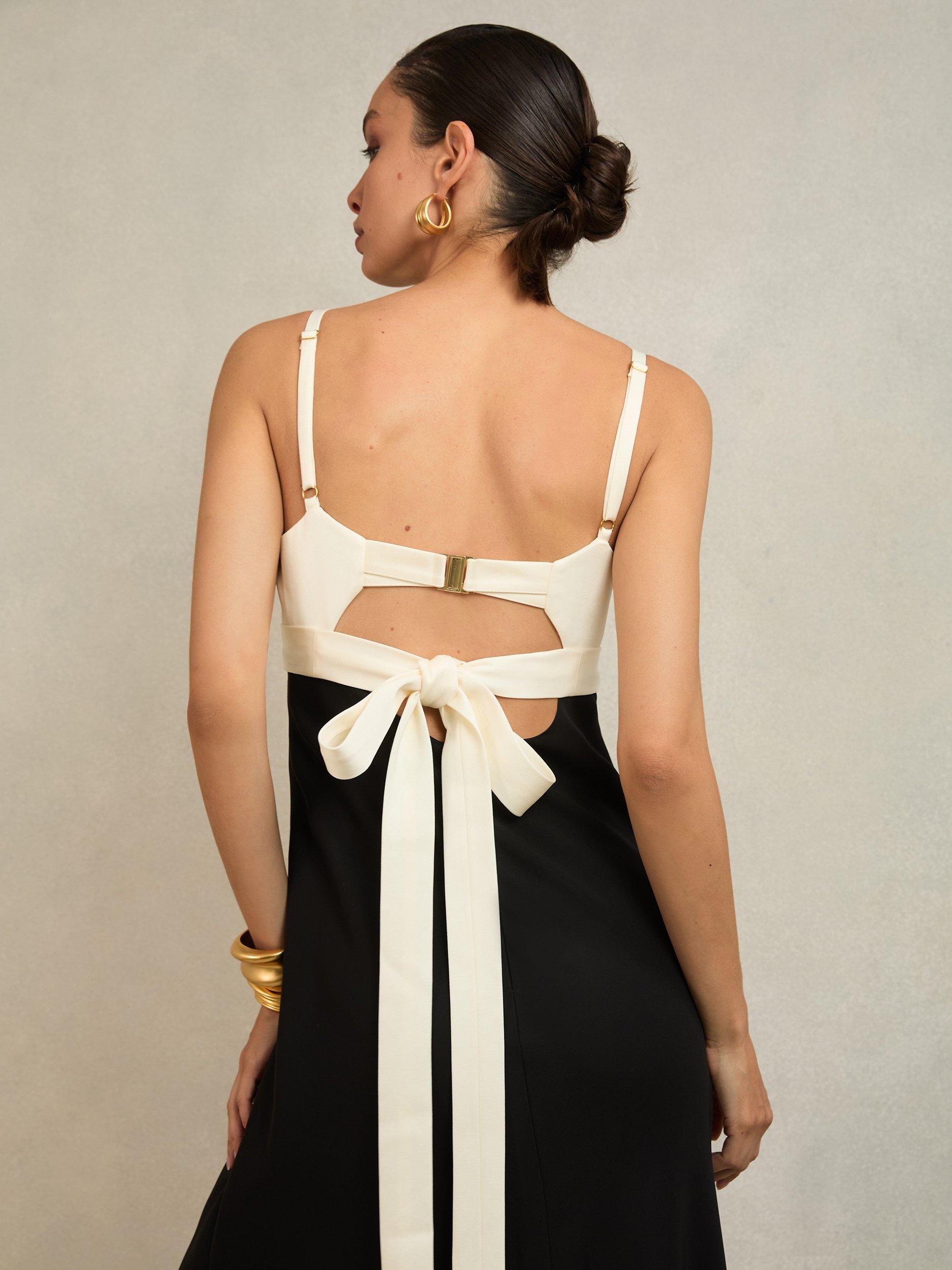 Product image 4 of 5, which shows Reiss Sylvie Colour Block Maxi Dress, Black, 6